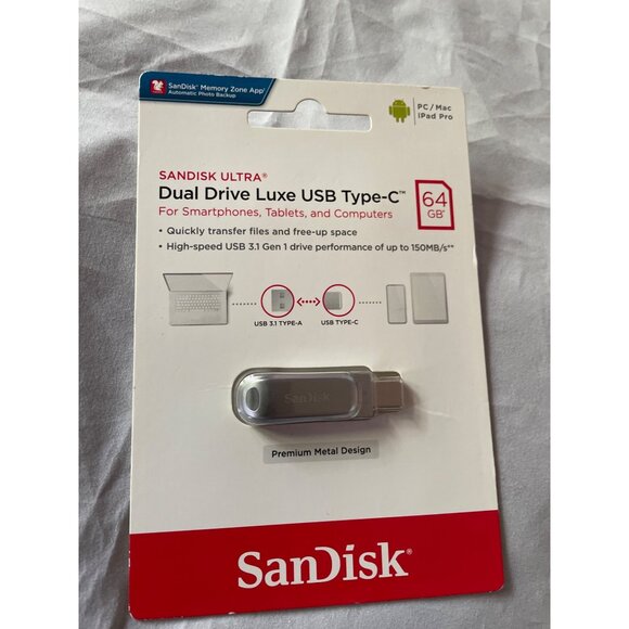 SanDisk Ultra 64GB Dual Drive Luxe USB Type-C Flash Drive For Smartphones Tablet - Picture 15 of 16